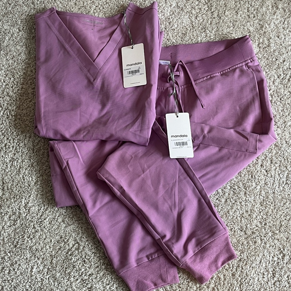 Mandala Lilac Scrub Set top size medium bottom size small